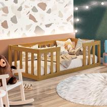 Cama Infantil Montessoriana Com Grade De Proteção Nogueira Com Colchão Eler Shop Jm