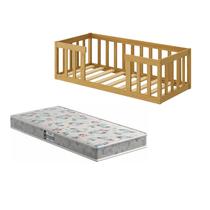 Cama Infantil Montessoriana Com Grade Em Madeira Luxo Quarto Da Criança Cercado Com Colchão Cor Nature Cama Infantil Montessoriana Com Grade Em Madeira Luxo Quarto Da Criança Cercado Com Colchão Cor Nature