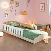Cama Infantil Montessoriana Com Grades Laterais Branco - Carvalho-branco Cama Infantil Montessoriana Com Grades Laterais Branco - Carvalho-branco
