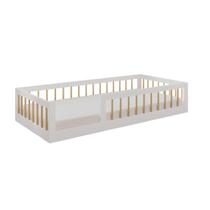 Cama Infantil Montessoriana de Solteiro em MDF Cor Branco Amadeirado Tigus Matteo Cama Infantil Montessoriana de Solteiro em MDF Cor Branco Amadeirado Tigus Matteo