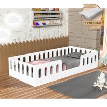 Cama Infantil Montessoriana Helo Solteiro com Colchão - Branca - DIVALOTO