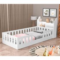 Cama Infantil Montessoriana Helo Solteiro com Nicho e Led - Branca Cama Infantil Montessoriana Helo Solteiro com Nicho e Led - Branca