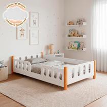 Cama Infantil Montessoriana Melissa Branca com Grade e Luminária Led Cama Infantil Montessoriana Melissa Branca com Grade e Luminária Led