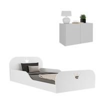 Cama Infantil Montessoriana P Colchão 88 X 188cm Mesa De Cabeceira Multimóveis Mp4194 Branca Branco
