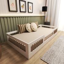 Cama Infantil Montessoriana Solteiro com Grades em Pinus Lume Cama Infantil Montessoriana Solteiro com Grades em Pinus Lume