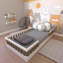 Cama Infantil Montessoriana Solteiro Cori Yescasa Branco/Carvalho Mel Cama Infantil Montessoriana Solteiro Cori Yescasa Branco/Carvalho Mel