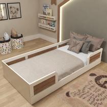 Cama Infantil Montessoriana Solteiro Lua Yescasa Branco/Carvalho Mel