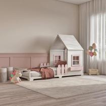 Cama Infantil Montessoriana Solteiro Mariana Limonada Rosa/Branco Cama Infantil Montessoriana Solteiro Mariana Limonada Rosa/Branco