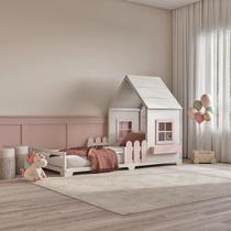 Cama Infantil Montessoriana Solteiro Mariana Limonada Rosa/Branco Cama Infantil Montessoriana Solteiro Mariana Limonada Rosa/Branco