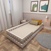 Cama Infantil Montessoriana Solteiro Sol Cinza/Branco/Cristal