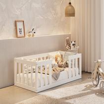 Cama Infantil Montessoriane Com Grade Branco
