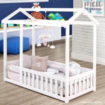 Cama Infantil Montessoriano Casinha Com Grade Nina Branca