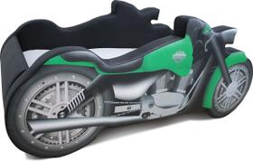 Cama Infantil Moto Chopper totalmente estofada - cor verde