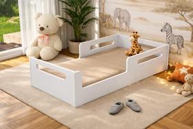 Cama Infantil Para Quarto De Criança Solteiro Baixa Em Mdf Com Colchão