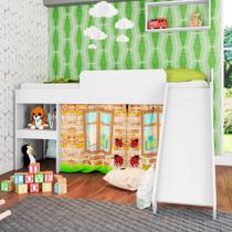 Cama Infantil Playground 191,7x192cm com Escorregador e Cortina CM3092 Meu Fofinho Cama Infantil Playground 191,7x192cm com Escorregador e Cortina CM3092 Meu Fofinho