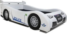 Cama Infantil Police estofada com aerofólio traseiro - cor branca - Cama Carro do Brasil
