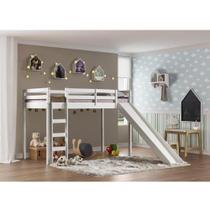 Cama Infantil Prime Alta II com Escorregador Laca Branco Casatema