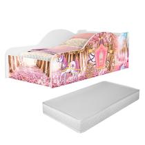 Cama Infantil Princesa Carruagem Com Colchão Menino Menina Casinha Grade Elegante Cercado Solteiro Crianças Caminha Boneca Cabana Resistente Bebê