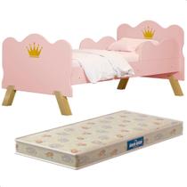 Cama Infantil Realeza Rosa com Colchão