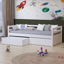 Cama Infantil Slim com 02 Gavetas Madeira Maciça Branco Housin