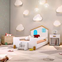 Cama Infantil Solteiro Belissima Azul - Branco e Mel
