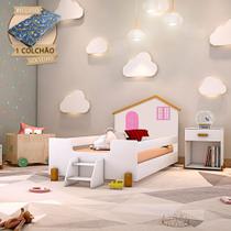 Cama Infantil Solteiro Belissima Rosa - Branca e Mel + Kit Cama Infantil Solteiro Belissima Rosa - Branca e Mel + Kit