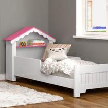 Cama Infantil Solteiro Casinha Princesa com Nichos Cabeceira Lúdica Cama Infantil Solteiro Casinha Princesa com Nichos Cabeceira Lúdica