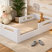 Cama Infantil Solteiro Com Colchão Estilo Montessori Em Mdf Branco Paris