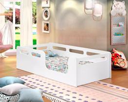Cama Infantil Solteiro Encanto Montessoriana Branco Em MDF Acompanha Colchão - AV