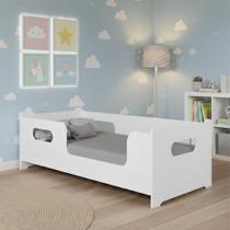 Cama Infantil Solteiro Encanto Montessoriana Branco Em MDF Acompanha Colchão