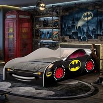 Cama Infantil Solteiro Formato Carro Batman Adesivada Estrutura MDF Resistente Quarto Menino Cama Infantil Solteiro Formato Carro Batman Adesivada Estrutura MDF Resistente Quarto Menino