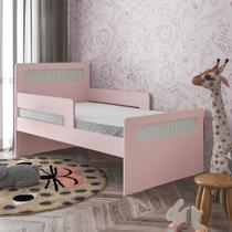 Cama Infantil Solteiro Isa com Grade Lateral Rose - MOVELARIA STORE