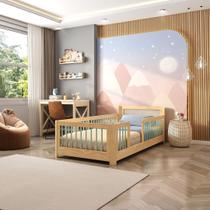 Cama Infantil Solteiro Montessoriano Wave com Rattan Casatema MadeiraOriginals Bege/Marrom/Verde