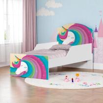 Cama Infantil Tick Unicórnio Arco Íris Com Colchão Cama Infantil Tick Unicórnio Arco Íris Com Colchão