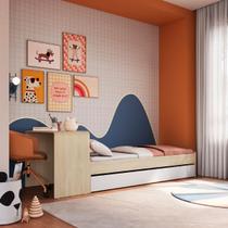 Cama Infanto Juvenil com Escrivaninha e Cama Auxiliar Solteiro Carvalho Completa Móveis Cama Infanto Juvenil com Escrivaninha e Cama Auxiliar Solteiro Carvalho Completa Móveis