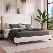 Cama Japonesa com Cabeceira Almeria Corea King Bouclé Off White - Sallar Home