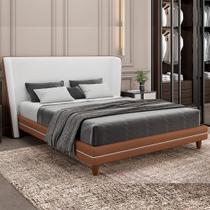 Cama Japonesa com Cabeceira Corea Casal material sintético Caramelo / Bouclé Suave Off White - Sallar Home Cama Japonesa com Cabeceira Corea Casal material sintético Caramelo / Bouclé Suave Off White - Sallar Home