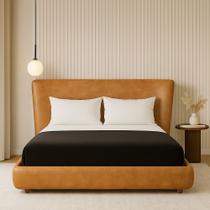 Cama Japonesa com Cabeceira Corea Seo Casal material sintético Caramelo - Sallar Home Cama Japonesa com Cabeceira Corea Seo Casal material sintético Caramelo - Sallar Home