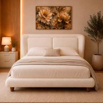 Cama Japonesa com Cabeceira Queen Blind Haru Bouclé Off White - Sallar Home