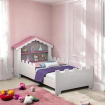 Cama Juvenil Casinha Magia Branca e Rosa com Colchão Cama Juvenil Casinha Magia Branca e Rosa com Colchão
