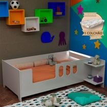 Cama Juvenil Infantil Livia com Led Usb Prateleiras Divaloto Acompanha Colchão D18 - Branco
