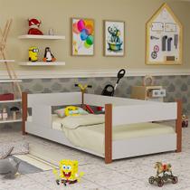 Cama Juvenil Serena com Colchão e Grade de Segurança para Quarto com Design Moderno - Branco/nature Cama Juvenil Serena com Colchão e Grade de Segurança para Quarto com Design Moderno - Branco/nature