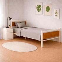 Cama Juvenil Solteiro Lilly Com Colchão Solteiro 88cm Klm Branco/canela