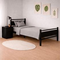 Cama Juvenil Solteiro Lilly Com Colchão Solteiro 88cm Klm Preto/preto