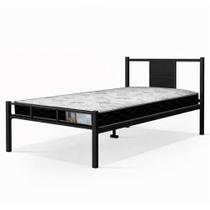 Cama Juvenil Solteiro Ravena Com Colchão Solteiro 88cm Klm Preto/preto Cama Juvenil Solteiro Ravena Com Colchão Solteiro 88cm Klm Preto/preto