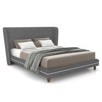 Cama King 195cm Com Cabeceira Many P02 Linho Cinza - Mpozenato