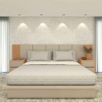 Cama King 2,01m Cabeceira 3,50m e 2 Mesas Sob Medida em MDF