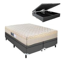 Cama King Arezzo e Box com Baú Molas Ensacadas Cinza - Portobel Cama King Arezzo e Box com Baú Molas Ensacadas Cinza - Portobel