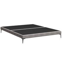Cama King Base Box 193cm Pés de Ferro Susano Linho Neutro Z04 - Mpozenato Cama King Base Box 193cm Pés de Ferro Susano Linho Neutro Z04 - Mpozenato