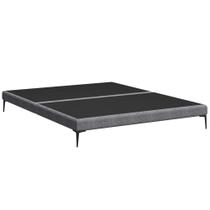 Cama King Base Box 193cm Pés de Ferro Susano Linho Prata Z04 - Mpozenato